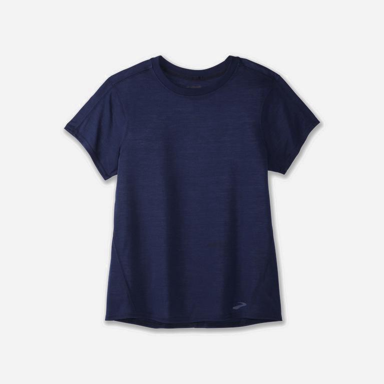 Brooks Distance Israel - Women's Short Sleeve Running Shirt - Navy (81672-ZXYL)